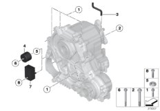 Крепление/дополнит.элементы КПП для BMW F30 330dX N57N (схема запасных частей)