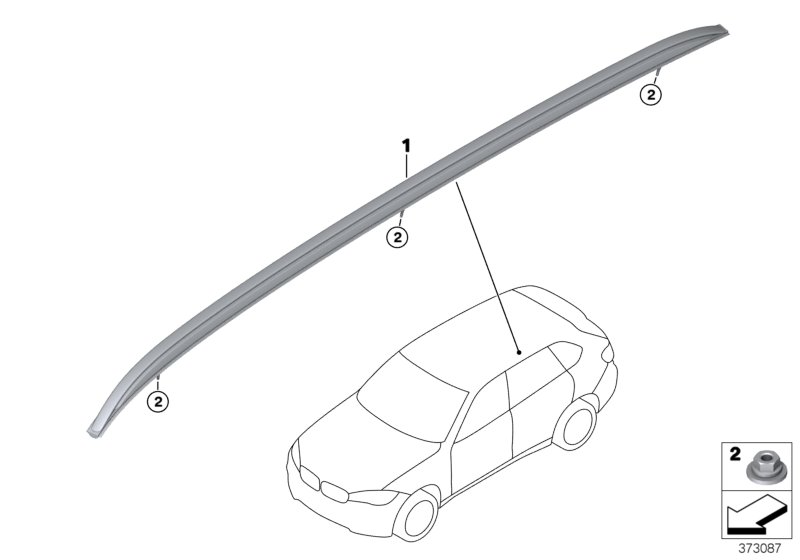 Дооснащение полозьями багажника на крыше для BMW F15 X5 25dX B47 (схема запчастей)