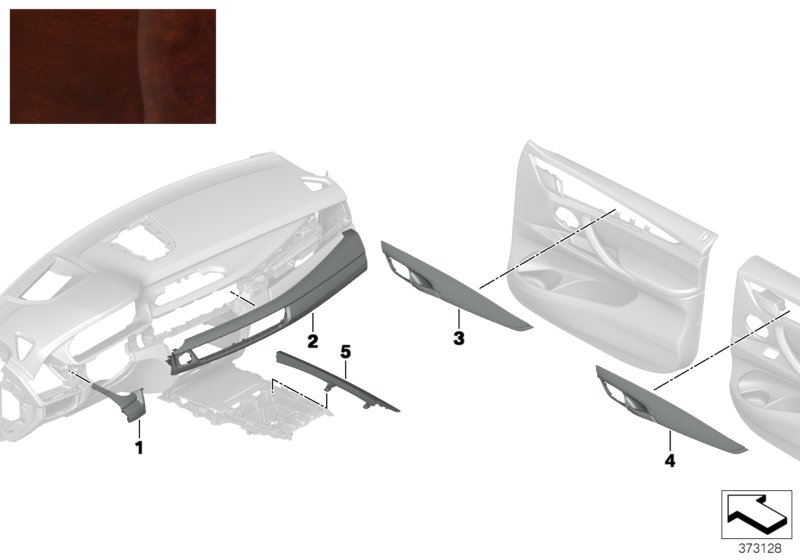 Индив.дер.отделка ясень vulcano-braun для BMW F85 X5 M S63R (схема запчастей)