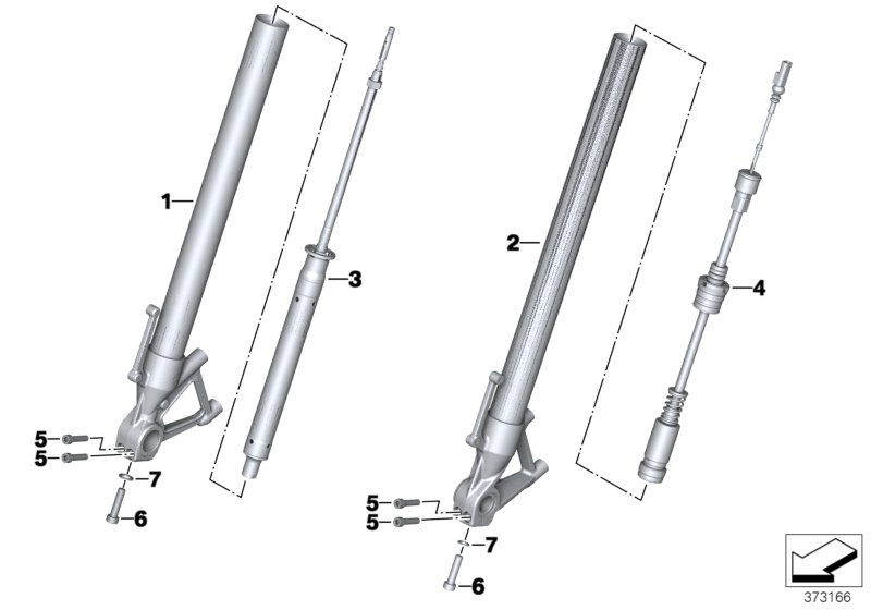 Подвижная трубка/амортизатор для BMW K54 R 1200 RS (0A05, 0A15) 0 (схема запчастей)