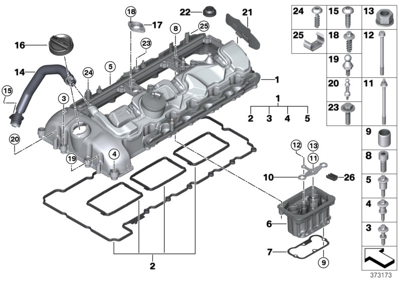 Крышка головки блока цилиндров/доп.эл. для BMW F82 M4 GTS S55 (схема запчастей)