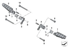 Упоры для ног узкие Зд для MOTO K18 C 600 Sport (0131, 0132) 0 (схема запасных частей)