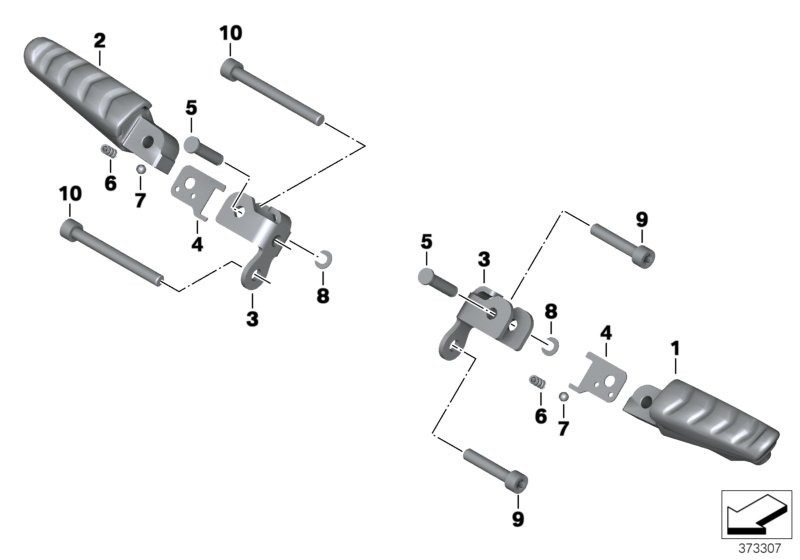 Упоры для ног узкие Зд для MOTO K18 C 600 Sport (0131, 0132) 0 (схема запчастей)