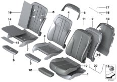 Набивка и обивка передн.сиденья для BMW F13N 650iX 4.4 N63N (схема запасных частей)