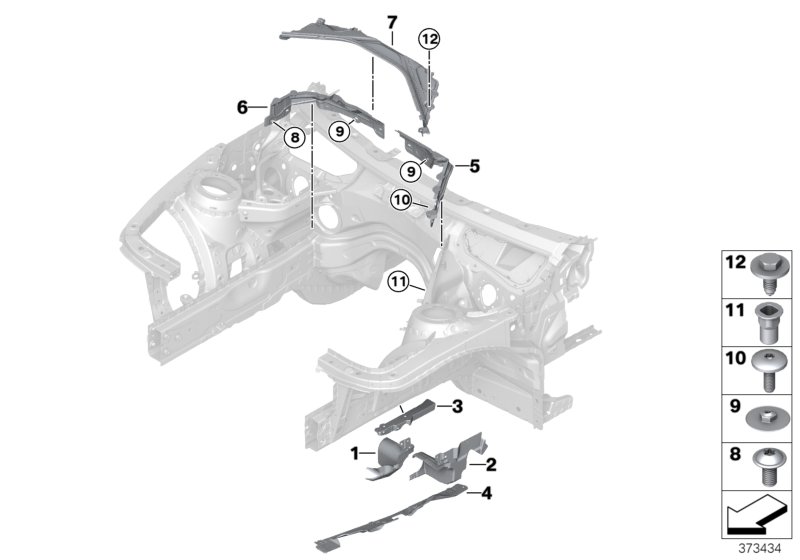 Дополнительные элементы моторного отсека для BMW F83N M4 S55 (схема запчастей)