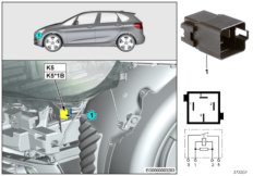 Реле электровентилятора двигателя K5 для BMW F48 X1 18dX B47 (схема запасных частей)