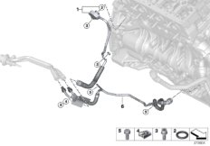 Сист.охлажд.- шланги сист.охл.двигателя для BMW F10N 520dX N47N (схема запасных частей)