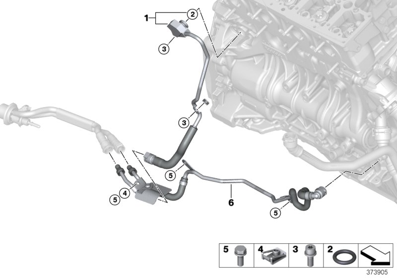Сист.охлажд.- шланги сист.охл.двигателя для BMW F11N 520dX N47N (схема запчастей)