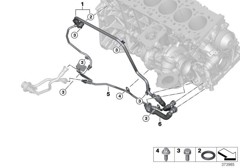 Сист.охлажд.- шланги сист.охл.двигателя для BMW F11N 535dX N57Z (схема запчастей)