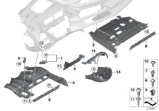 Доп.элементы панели приборов Нж. для BMW I12N i8 B38X (схема запасных частей)