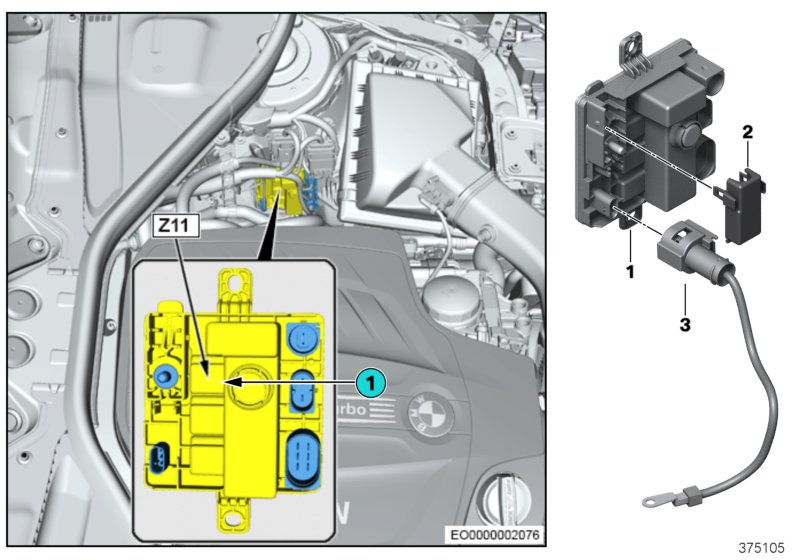 Встроенный модуль питания Z11 для BMW F80 M3 S55 (схема запчастей)