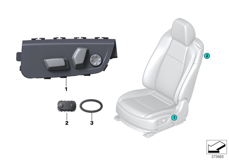 Переключатель регулировки сиденья Пд для BMW RR6 Dawn N74R (схема запчастей)