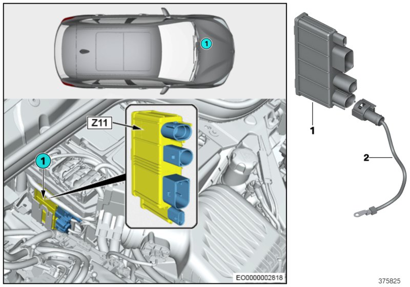 Встроенный модуль питания Z11 для BMW F45 220i B48 (схема запчастей)