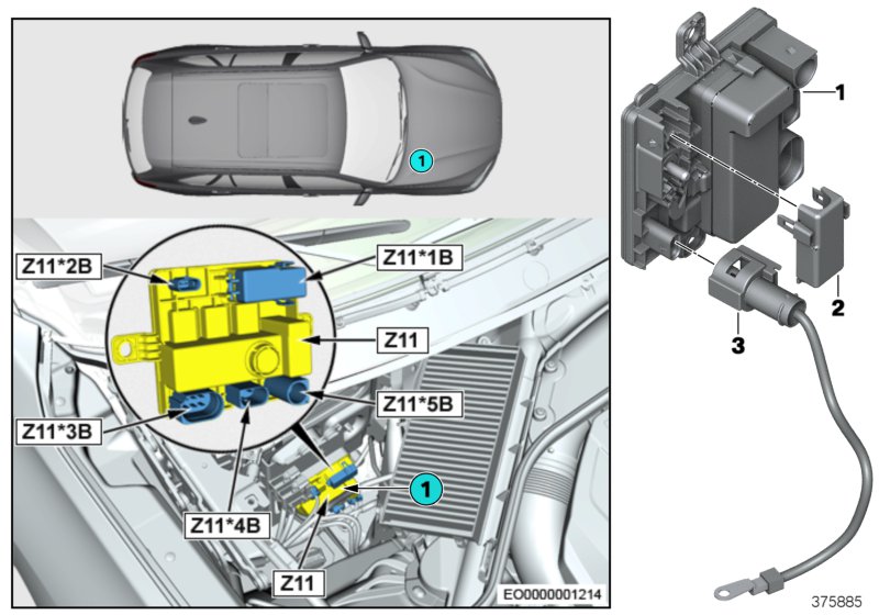 Встроенный модуль питания Z11 для BMW F15 X5 40eX N20 (схема запчастей)