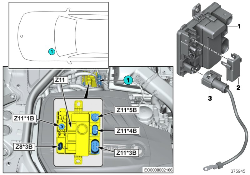 Встроенный модуль питания Z11 для BMW F33 428i N26 (схема запчастей)