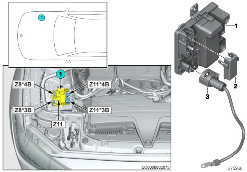 Встроенный модуль питания Z11 для BMW F30N 320i ed N13 (схема запчастей)