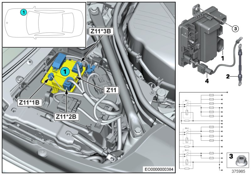 Встроенный модуль питания Z11 для BMW F12 650i N63N (схема запчастей)
