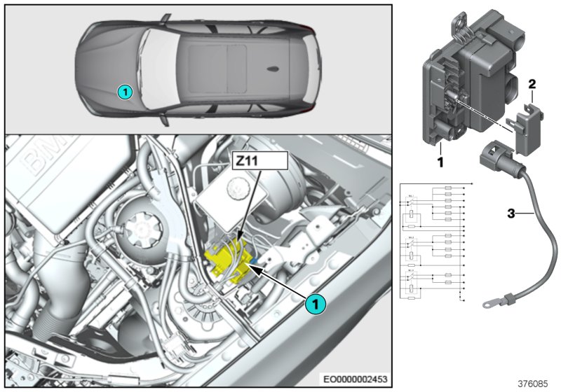 Встроенный модуль питания Z11 для BMW F26 X4 M40iX N55 (схема запчастей)