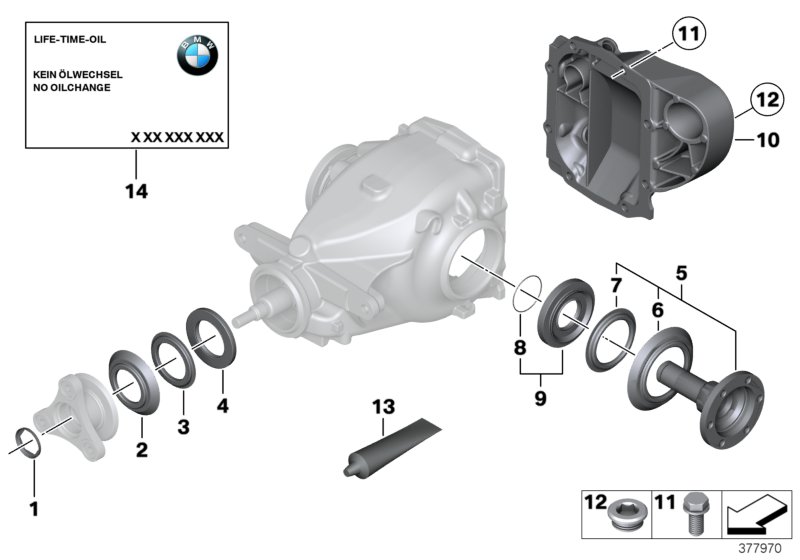 детали редуктора заднего моста для BMW E84 X1 18i N46N (схема запчастей)