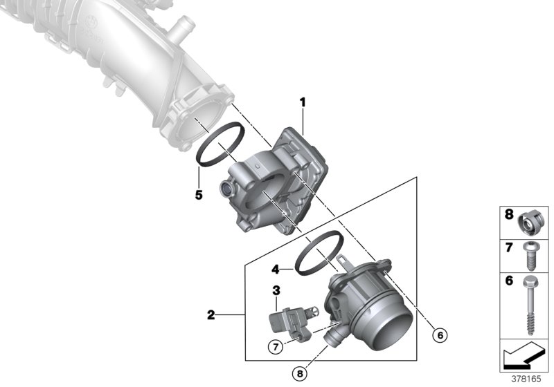 Корпус дроссельной заслонки для BMW F54 Cooper SD ALL4 B47D (схема запчастей)