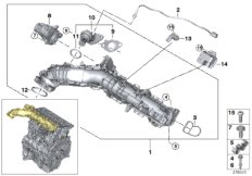 Система впуска AGR с упр.заслонками для BMW F25 X3 20dX B47 (схема запасных частей)