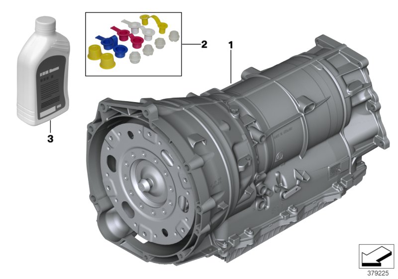 АКПП GA8HP75Z - привод на все колеса для BMW F15 X5 M50dX N57X (схема запчастей)