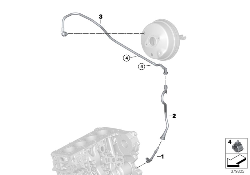 Вакуумный трубопр.усилителя тормозов для BMW F36 418d B47 (схема запчастей)