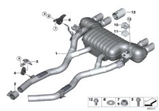 Система выпуска ОГ Зд для BMW F83N M4 S55 (схема запасных частей)