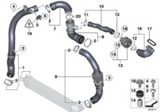 Воздуховод наддув.возд./акуст.генератор для BMW R57 Coop.S JCW N14 (схема запасных частей)