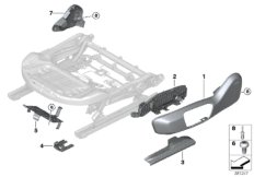 Накладка переднего сиденья с э/приводом для BMW F46 216d B37 (схема запасных частей)