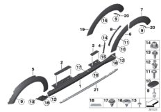 Накладка порог / арка колеса для BMW R60 Cooper ALL4 N16 (схема запасных частей)
