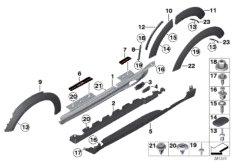 Накладка порог / арка колеса для MINI R61 Cooper S ALL4 N18 (схема запасных частей)