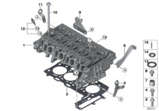 Головка блока цилиндров-доп.элементы для BMW F45 220d B47 (схема запасных частей)
