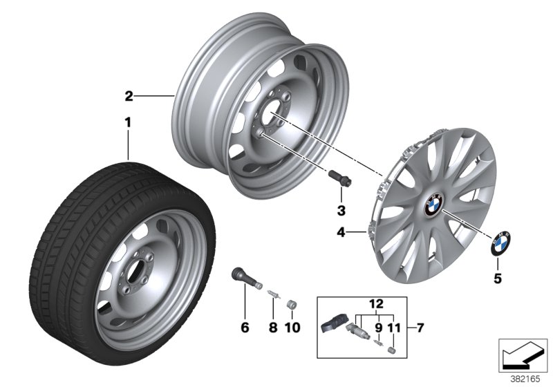 Колесный диск стальной диз.12 - 16'' для BMW F31N 316d B47 (схема запчастей)