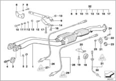 Катализатор/лямбда-зонд для BMW Z3 Z3 M3.2 S50 (схема запасных частей)