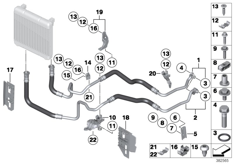 Трубопровод радиатора охл.масла в двиг. для BMW F04 Hybrid 7L N63 (схема запчастей)