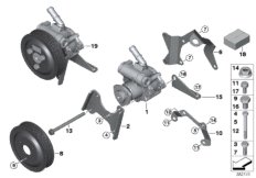 Насос гидроусилителя рулевого управления для BMW E39 520i M52 (схема запасных частей)
