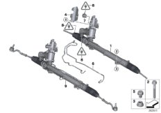 Механизм с гидроус.акт.рул.упр.(AFS) для BMW E71 X6 30dX N57 (схема запасных частей)