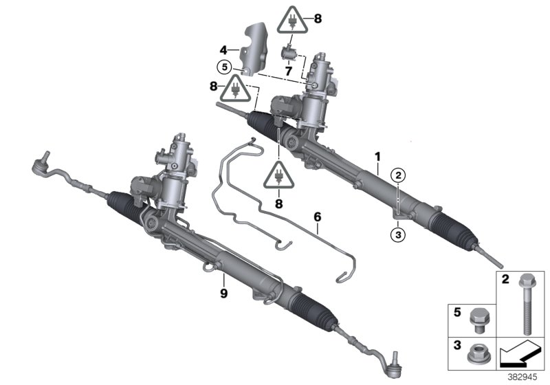 Механизм с гидроус.акт.рул.упр.(AFS) для BMW E71 X6 30dX N57 (схема запчастей)