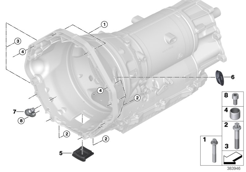 Крепление/дополнит.элементы КПП для BMW F92 M8 S63M (схема запчастей)