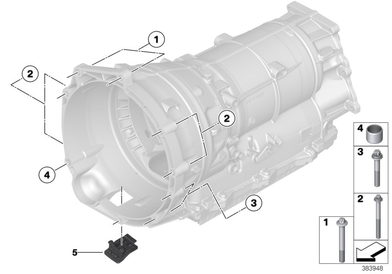 Крепление/дополнит.элементы КПП для BMW F16 X6 30dX N57N (схема запчастей)