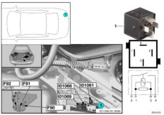 Реле контакта 30G I01068 для BMW E60 530xd M57N2 (схема запасных частей)