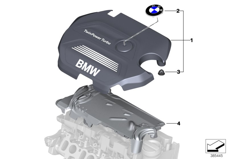 Звукоизоляционный кожух двигателя для BMW F48N X1 20d B47 (схема запчастей)