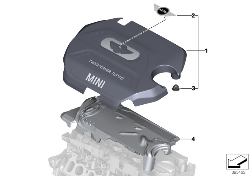 Звукоизоляционный кожух двигателя для MINI F56 Cooper SD B47 (схема запчастей)