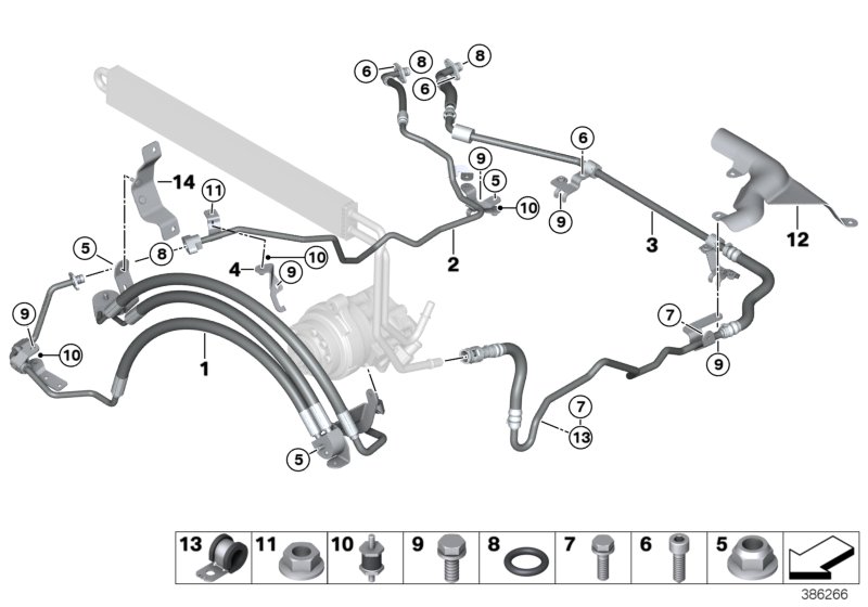 Маслопроводы / Adaptive Drive для BMW F85 X5 M S63R (схема запчастей)