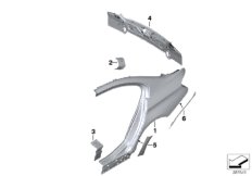 Крыло/облицовка задней части для BMW F30N 330iX B48 (схема запасных частей)