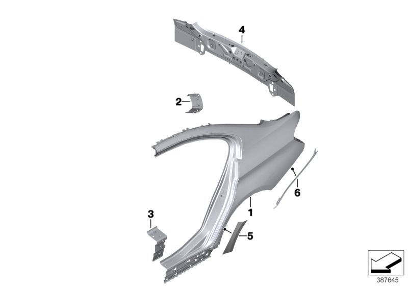 Крыло/облицовка задней части для BMW F30N 340i B58 (схема запчастей)