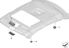 Доп.элементы потолка для BMW F16 X6 40dX N57Z (схема запасных частей)