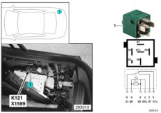 Реле ЦЗ лючка топливного бака K121 для BMW E38 L7 M73N (схема запасных частей)