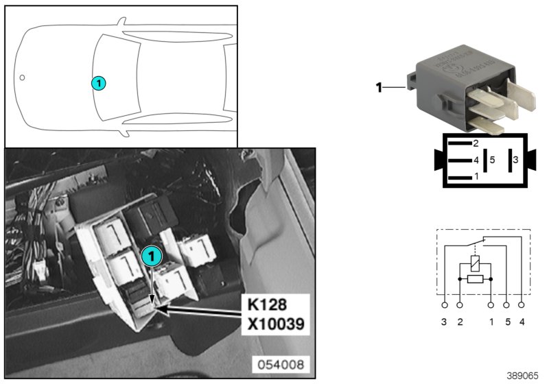 Реле крышки багажника K128 для BMW E38 750i M73 (схема запчастей)